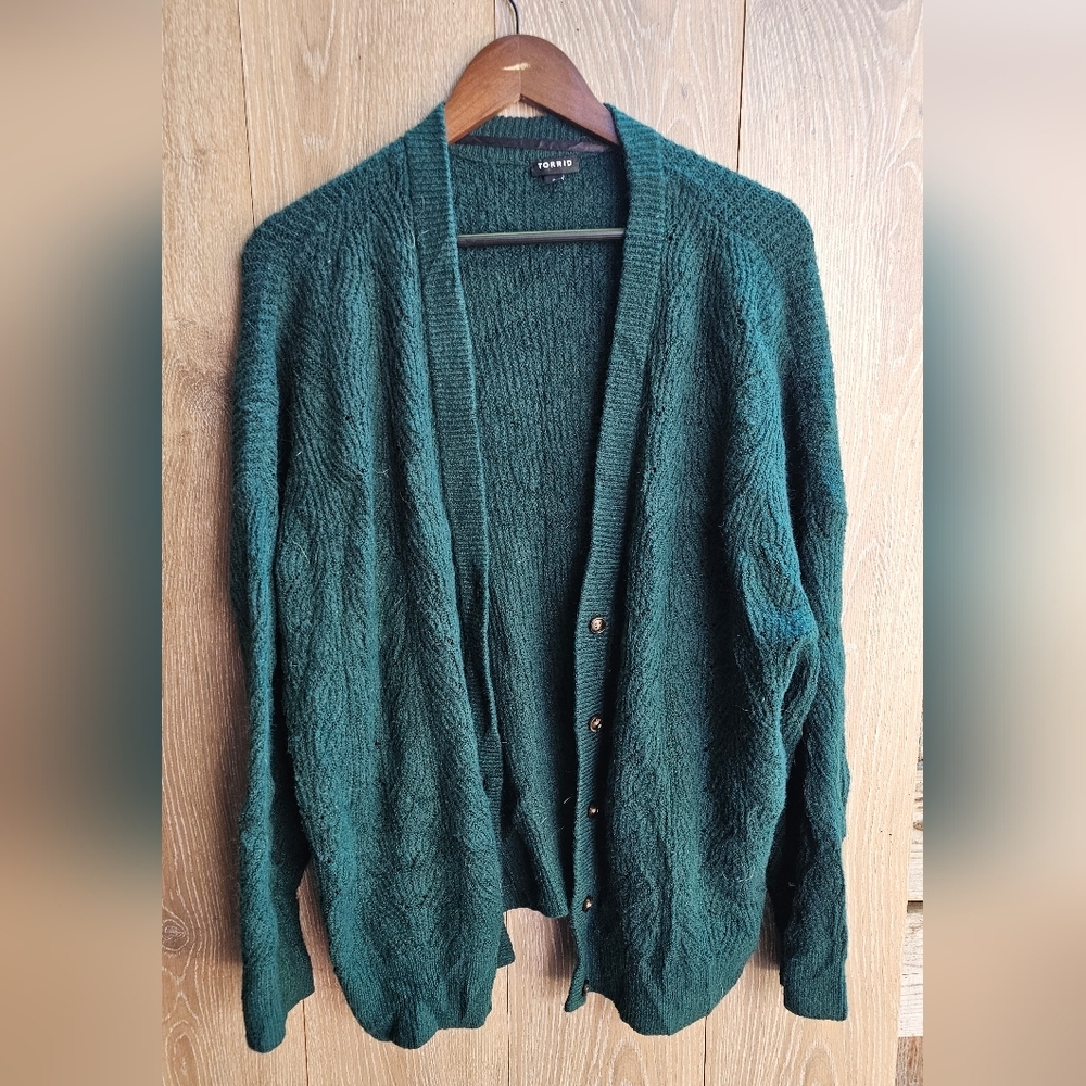 Torrid Jewel Tone Emerald Green Cardigan Sweater Size 2